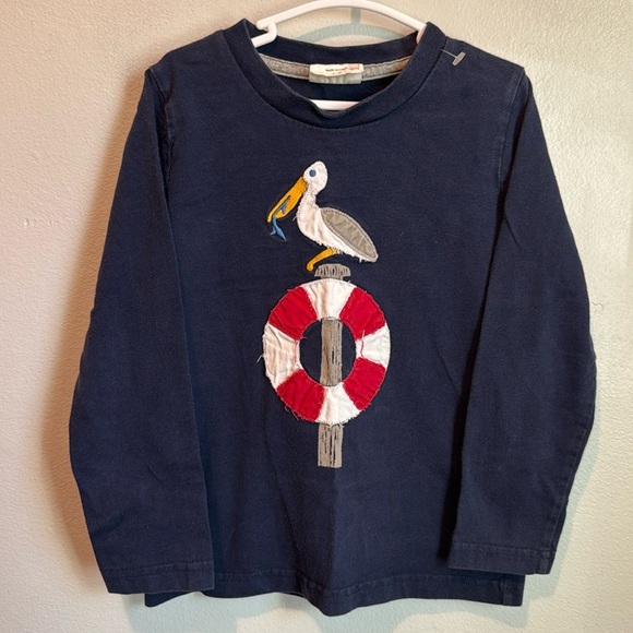 Mini Boden 3 - 4 Years Navy Blue Long Sleeve Pelican Shirt - Picture 2 of 5